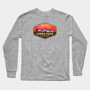 Longs Peak Colorado - 14ers Mountain Climbing Badge Long Sleeve T-Shirt